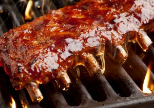 Ribs On Grill with Sauce